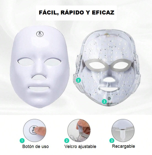 Máscara LED facial recargable | Fototerapia